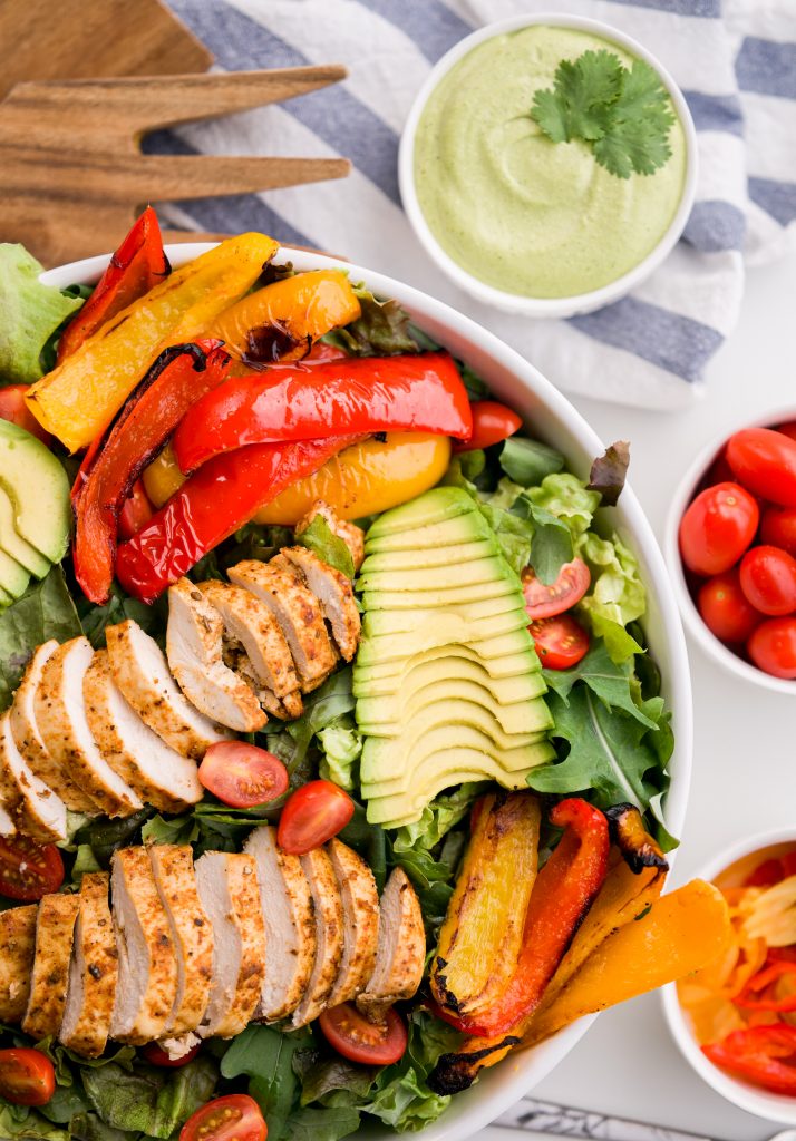 Chicken Fajita Salad With Avocado Cream Dressing Fullheart Nutrition