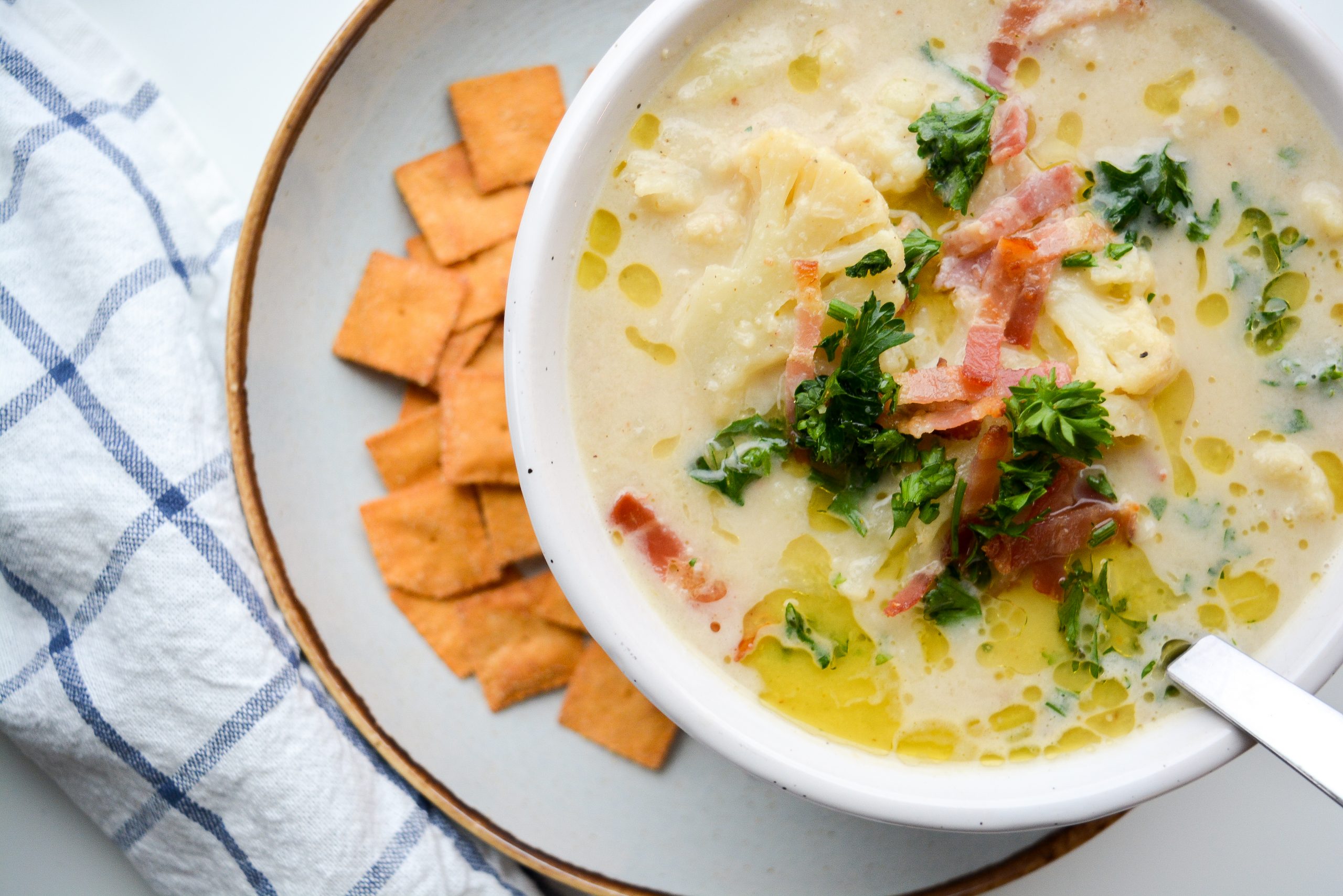 Creamy Bacon & Cauliflower Soup | Paleo | Dairy-free