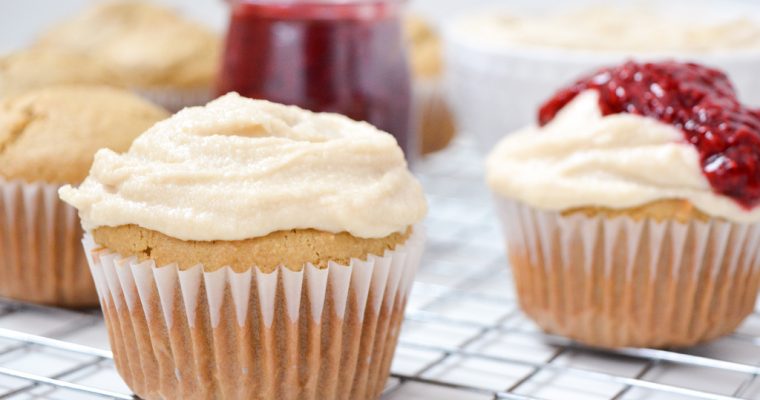 Paleo Vanilla Cupcakes with Coconut Cashew Frosting