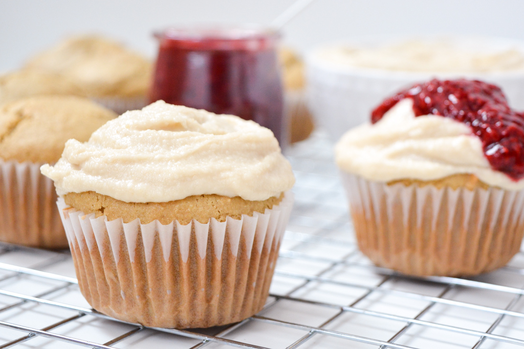 Paleo Vanilla Cupcakes with Coconut Cashew Frosting