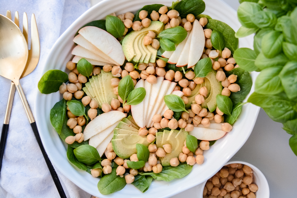 Avocado, Chickpea & Apple Salad with Maple Balsamic Dressing | Vegan