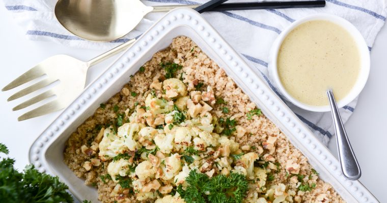 Roasted Cauliflower & Quinoa Salad with Lemon Garlic Vinaigrette | Vegan | Gluten-Free
