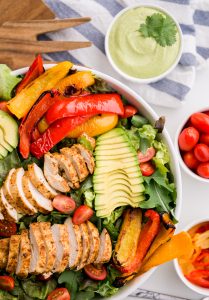Chicken Fajita Salad with Avocado Cream Dressing – Fullheart Nutrition
