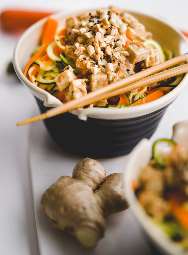 Ginger Peanut Tofu with Vegetable Noodles | Vegan – Fullheart Nutrition