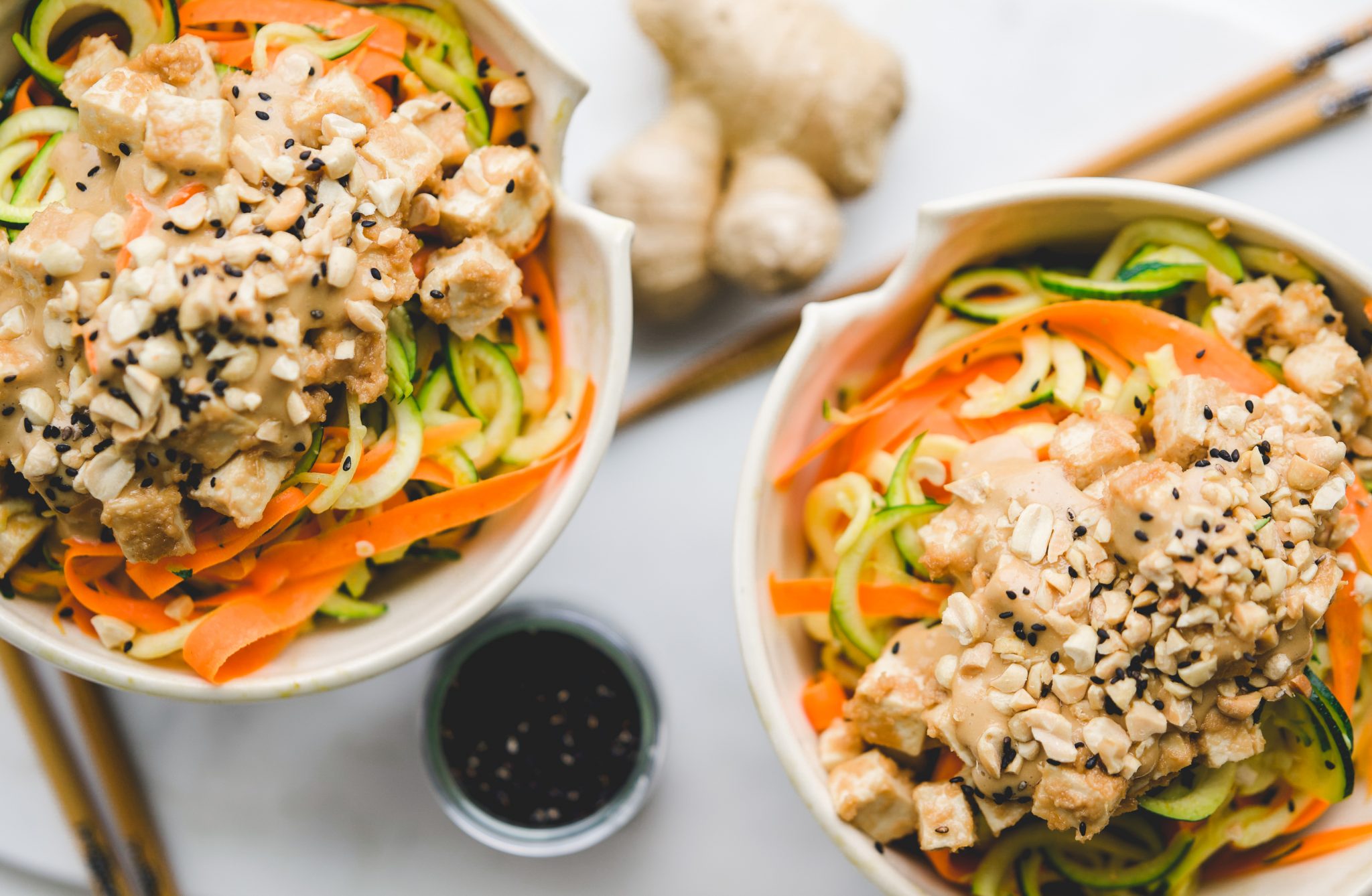 Ginger Peanut Tofu with Vegetable Noodles | Vegan – Fullheart Nutrition